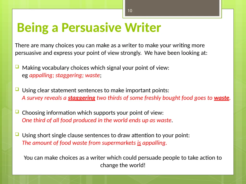 FOOD WASTE CAN YOU CHANGE THE WORLD? 2 Video clip - slide 10 of 38
