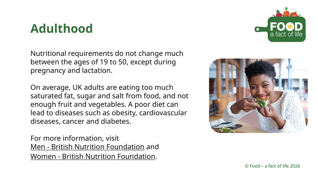 Nutritional need throughout life Key stages in - slide 30 of 41