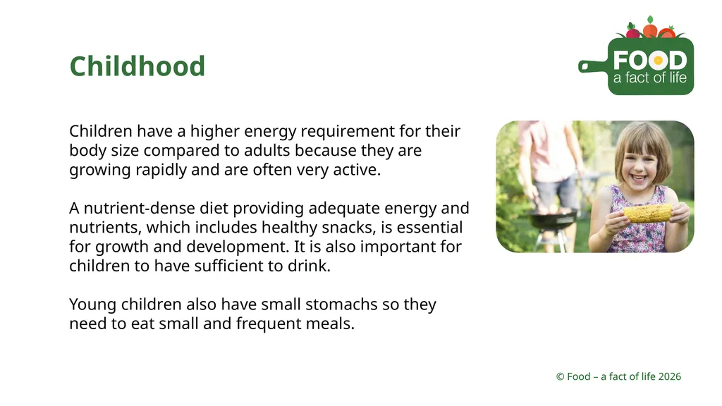 Nutritional need throughout life Key stages in - slide 24 of 41