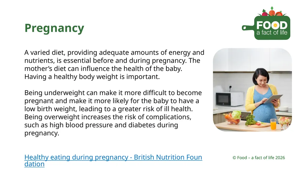 Nutritional need throughout life Key stages in - slide 3 of 41