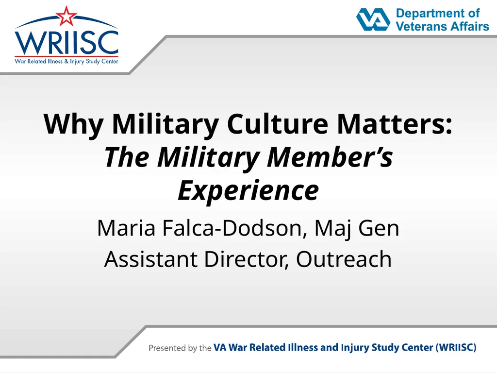 Why Military Culture Matters: The Military - slide 1 of 26