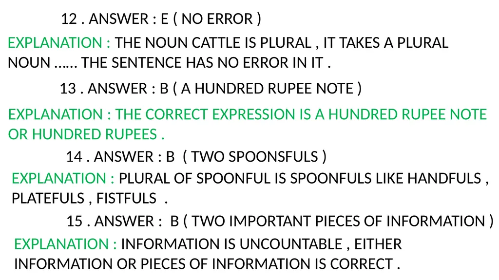WORKBOOK EXPLANATORY NOTES NOUNS 1 . ANSWER : D ( - slide 5 of 48