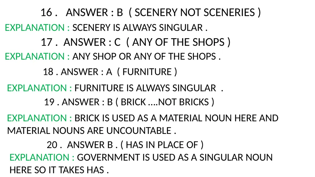 WORKBOOK EXPLANATORY NOTES NOUNS 1 . ANSWER : D ( - slide 6 of 48