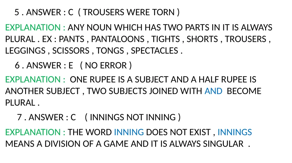 WORKBOOK EXPLANATORY NOTES NOUNS 1 . ANSWER : D ( - slide 3 of 48