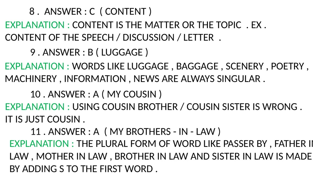 WORKBOOK EXPLANATORY NOTES NOUNS 1 . ANSWER : D ( - slide 4 of 48