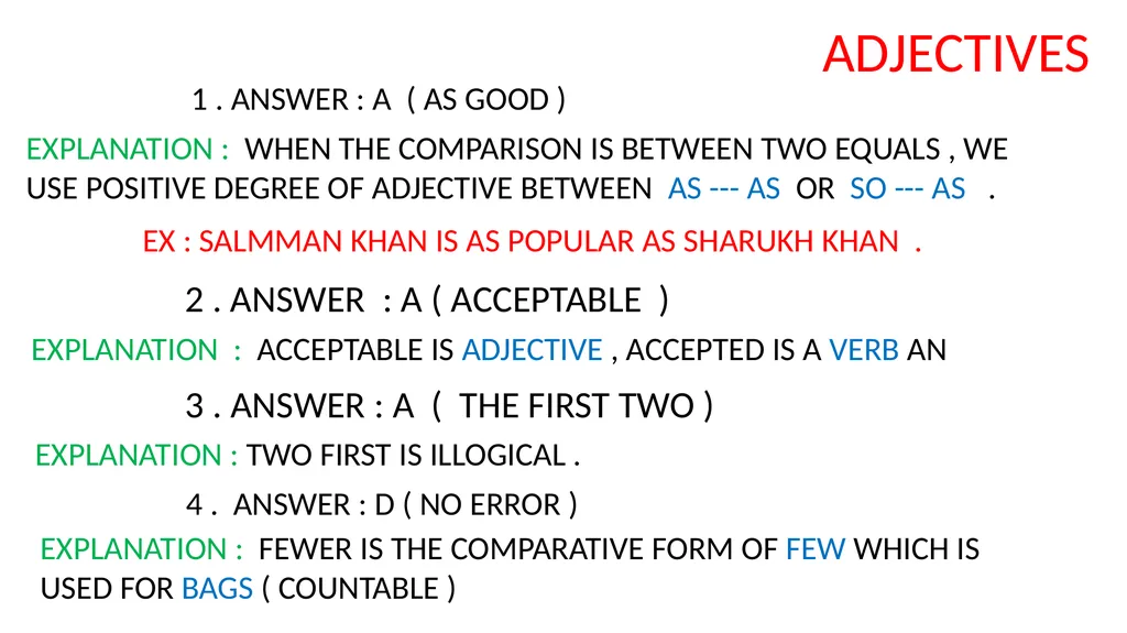 WORKBOOK EXPLANATORY NOTES NOUNS 1 . ANSWER : D ( - slide 36 of 48