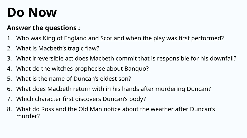 Do Now Answer the questions below: What is the - slide 8 of 12