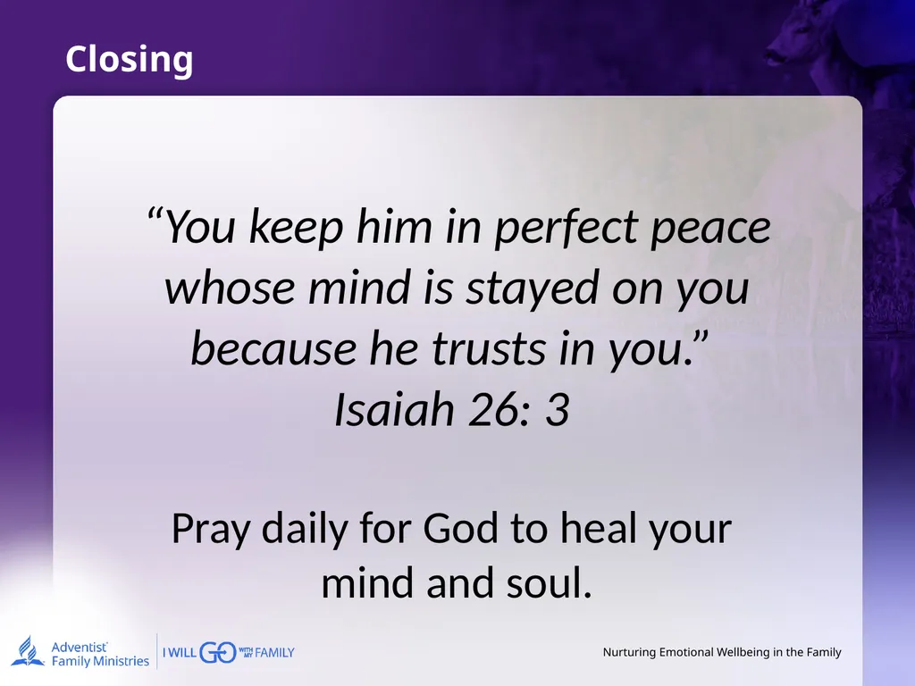 Nurturing Emotional Wellbeing in the Family - slide 25 of 27