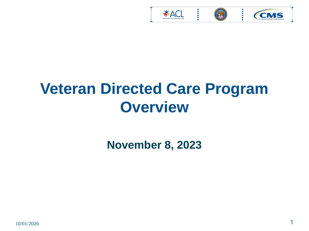 November 8, 2023 Veteran Directed Care Program - slide 1 of 12