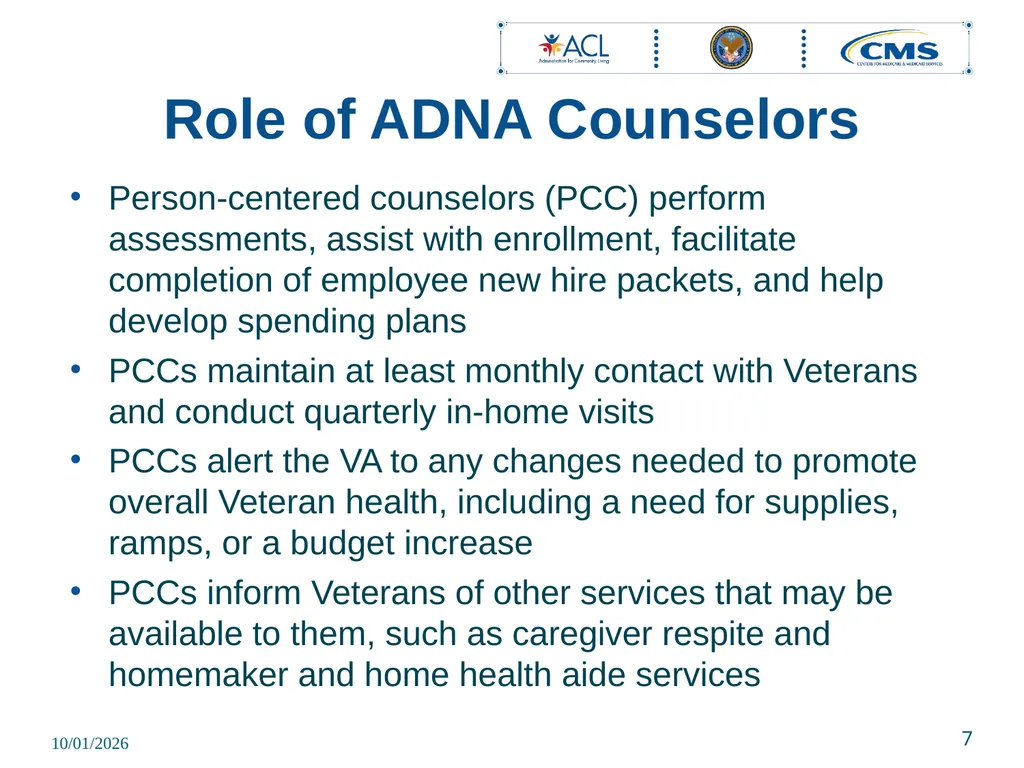 November 8, 2023 Veteran Directed Care Program - slide 7 of 12