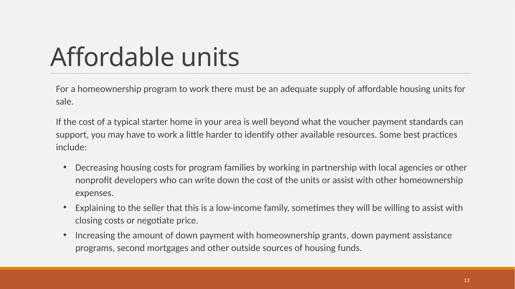 Housing Choice Voucher (HCV) Homeownership Program - slide 13 of 71