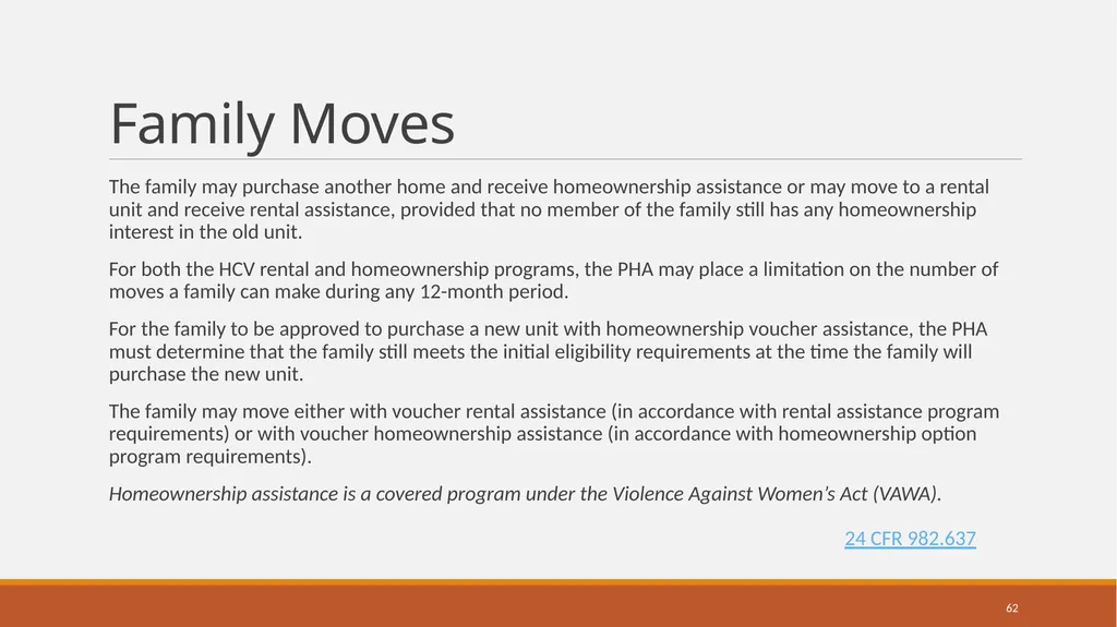 Housing Choice Voucher (HCV) Homeownership Program - slide 62 of 71