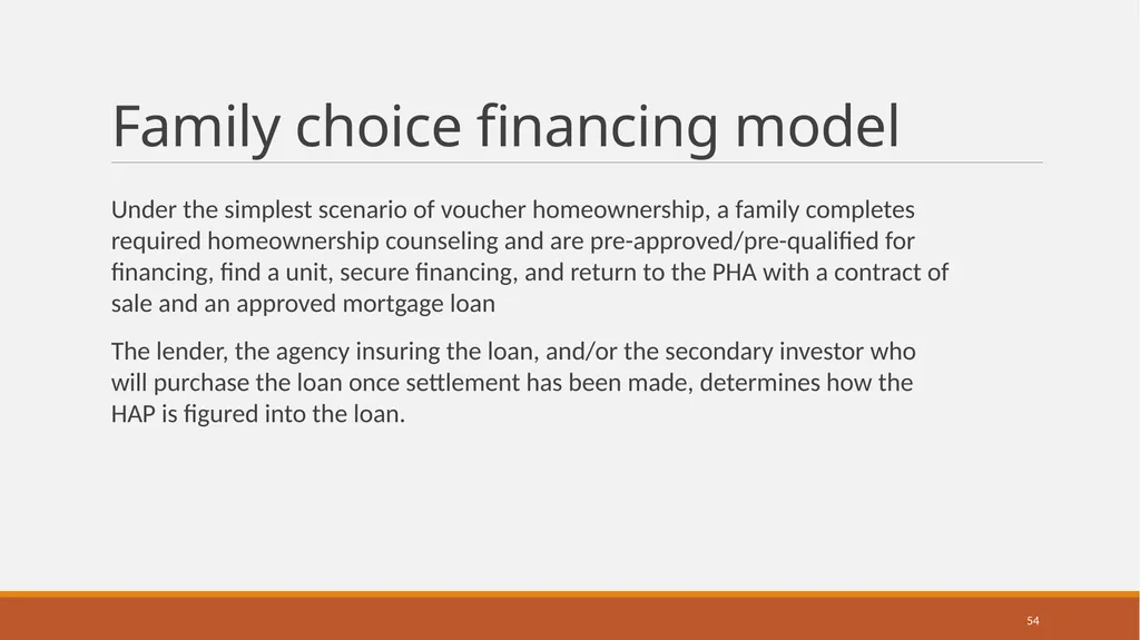 Housing Choice Voucher (HCV) Homeownership Program - slide 54 of 71