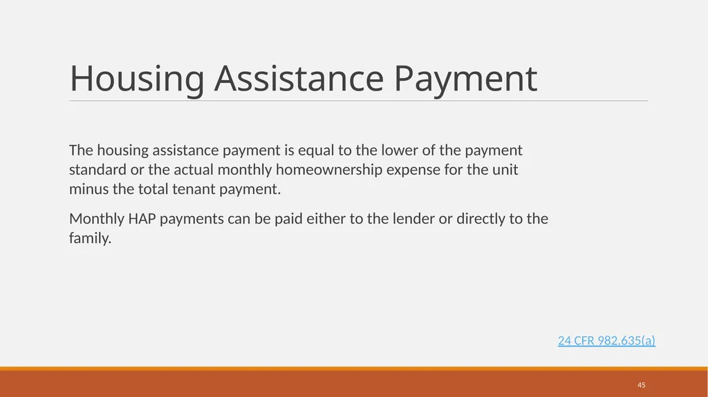 Housing Choice Voucher (HCV) Homeownership Program - slide 45 of 71