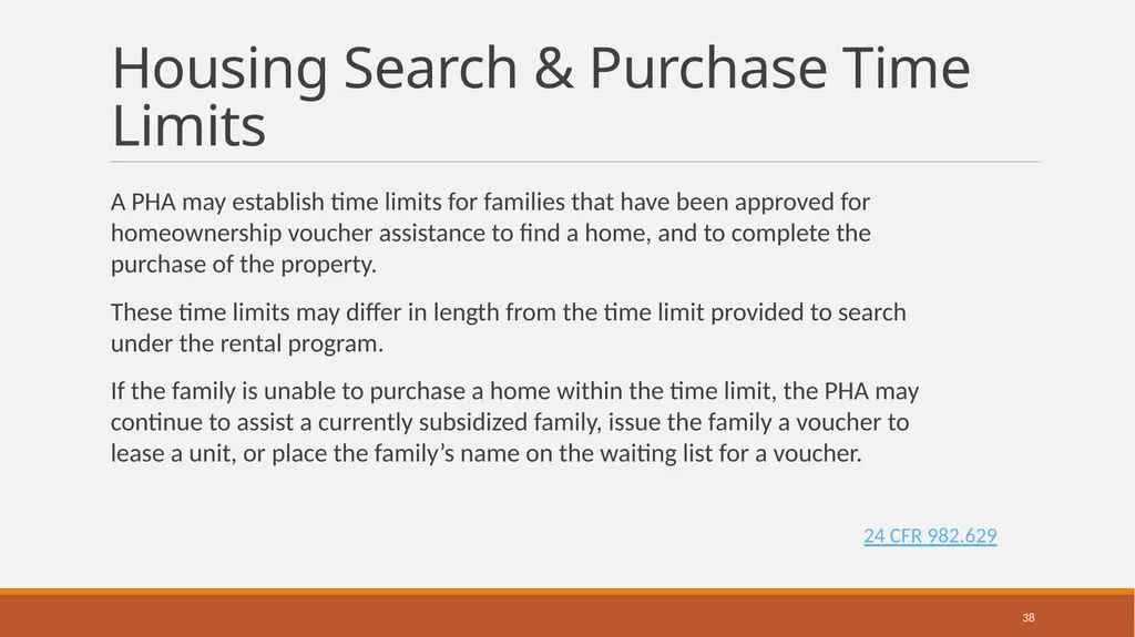 Housing Choice Voucher (HCV) Homeownership Program - slide 38 of 71