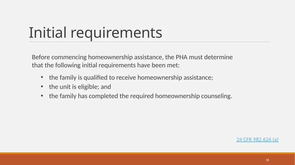 Housing Choice Voucher (HCV) Homeownership Program - slide 18 of 71