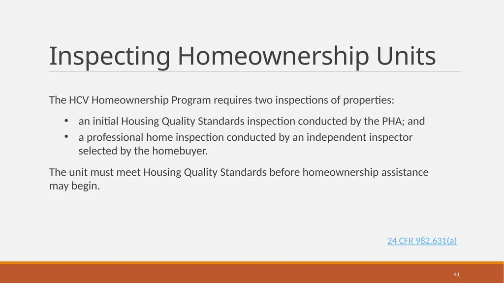 Housing Choice Voucher (HCV) Homeownership Program - slide 41 of 71