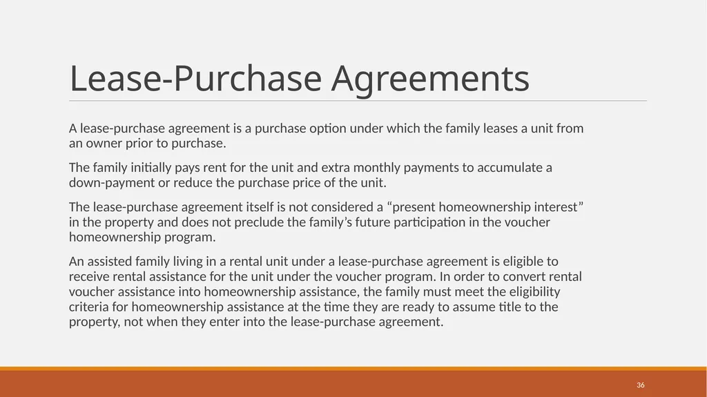 Housing Choice Voucher (HCV) Homeownership Program - slide 36 of 71