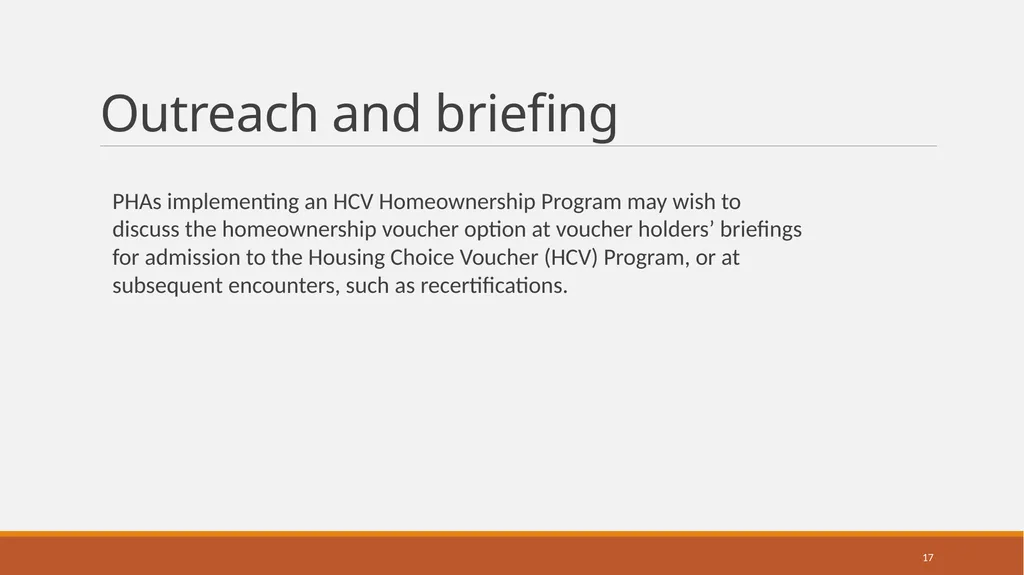 Housing Choice Voucher (HCV) Homeownership Program - slide 17 of 71