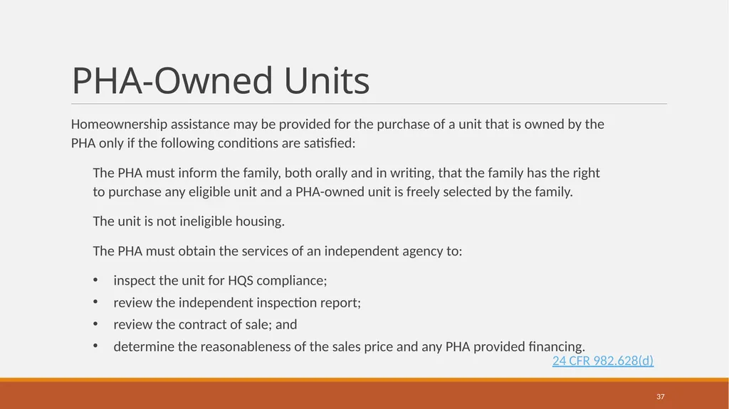 Housing Choice Voucher (HCV) Homeownership Program - slide 37 of 71