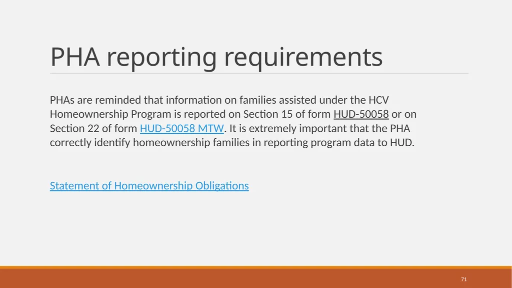 Housing Choice Voucher (HCV) Homeownership Program - slide 71 of 71