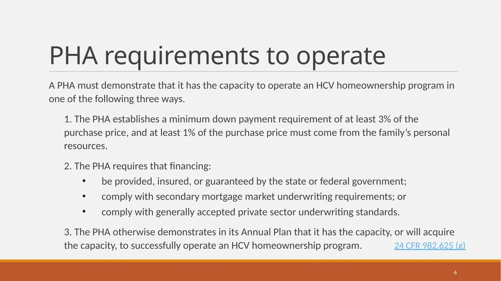 Housing Choice Voucher (HCV) Homeownership Program - slide 6 of 71
