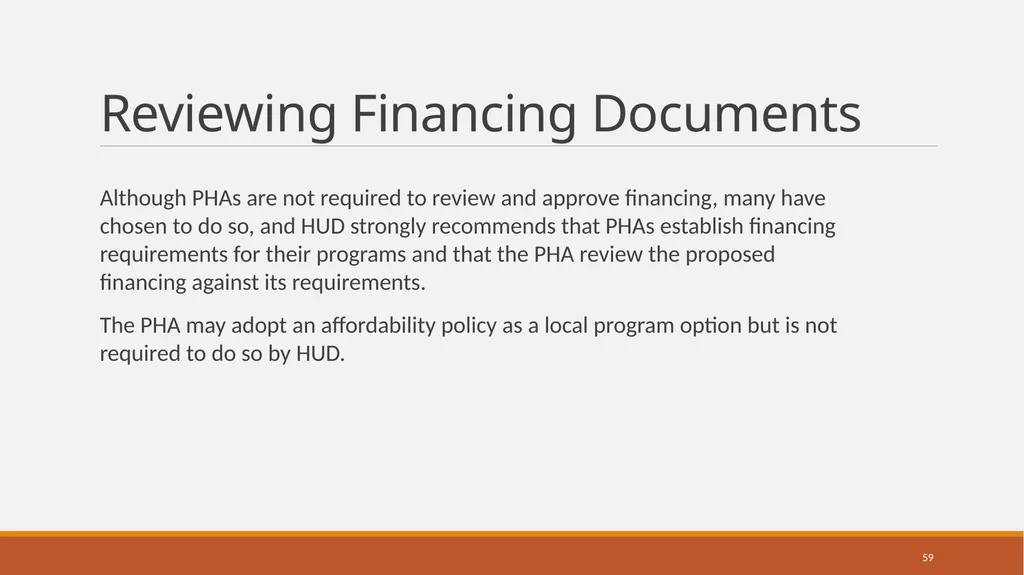 Housing Choice Voucher (HCV) Homeownership Program - slide 59 of 71