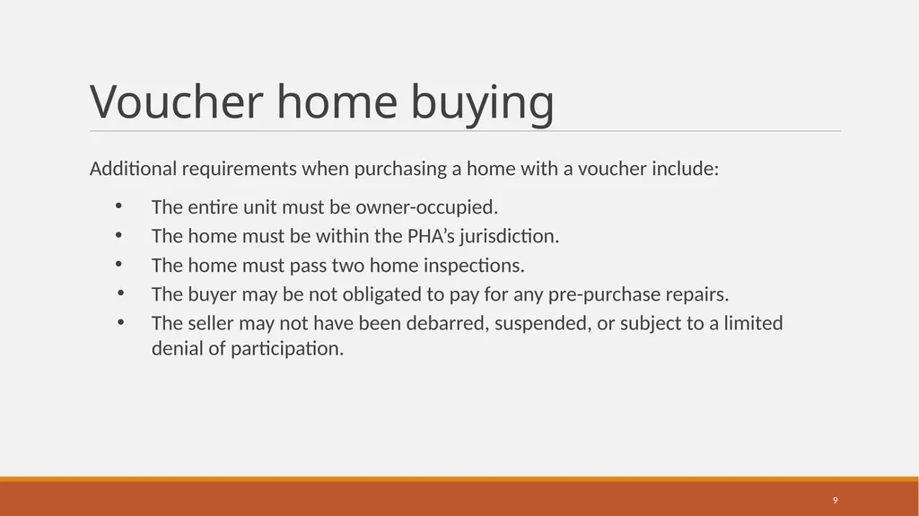 Housing Choice Voucher (HCV) Homeownership Program - slide 9 of 71