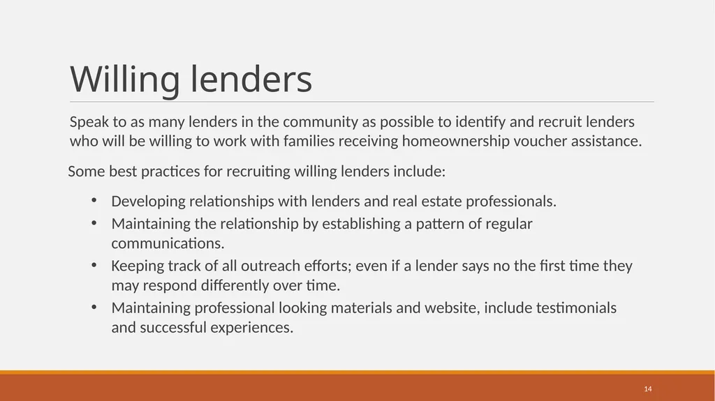 Housing Choice Voucher (HCV) Homeownership Program - slide 14 of 71