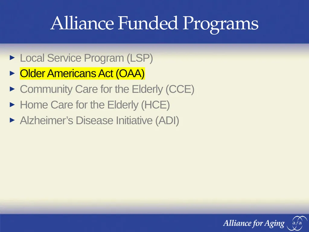 Older Americans Act Program Information Forum - slide 5 of 37