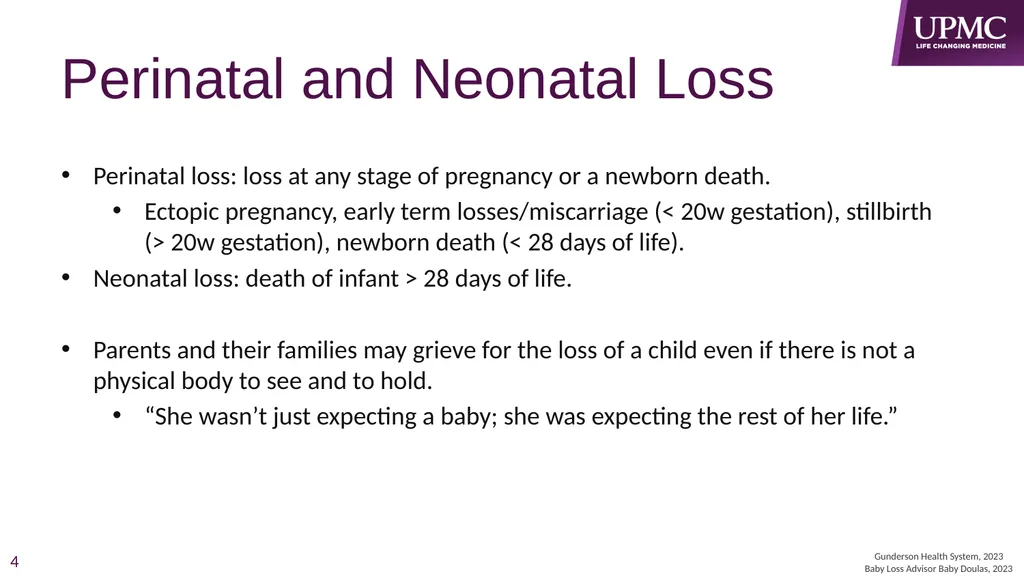 Perinatal & Neonatal Loss Audrey Wrobel, LSW - slide 4 of 24