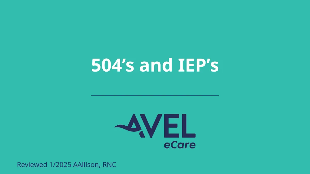 504’s and IEP’s Reviewed 1/2025 AAllison, RNC Upon - slide 1 of 15