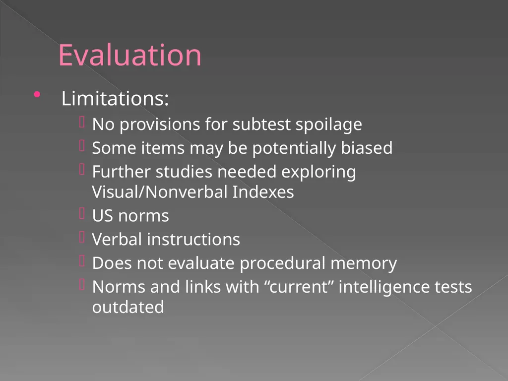 Children’s Memory Scale Presented by Kelly DeCoste - slide 66 of 68
