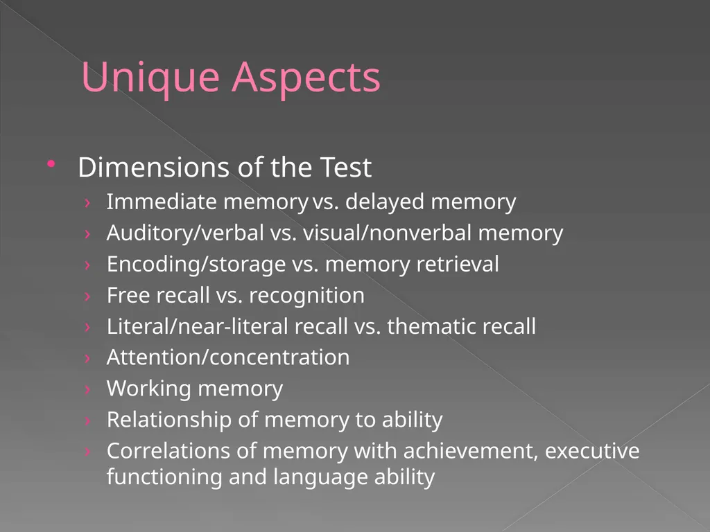 Children’s Memory Scale Presented by Kelly DeCoste - slide 7 of 68