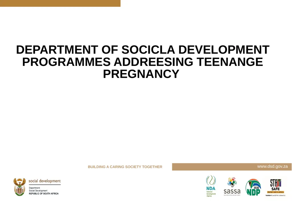 DEPARTMENT OF SOCICLA DEVELOPMENT PROGRAMMES - slide 1 of 9