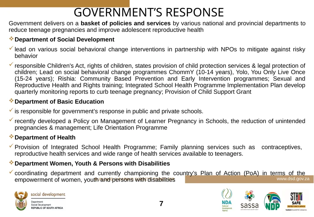 DEPARTMENT OF SOCICLA DEVELOPMENT PROGRAMMES - slide 5 of 9