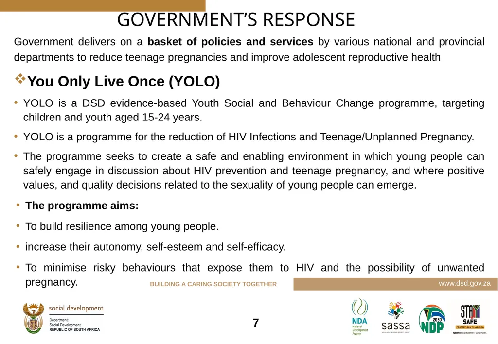DEPARTMENT OF SOCICLA DEVELOPMENT PROGRAMMES - slide 7 of 9