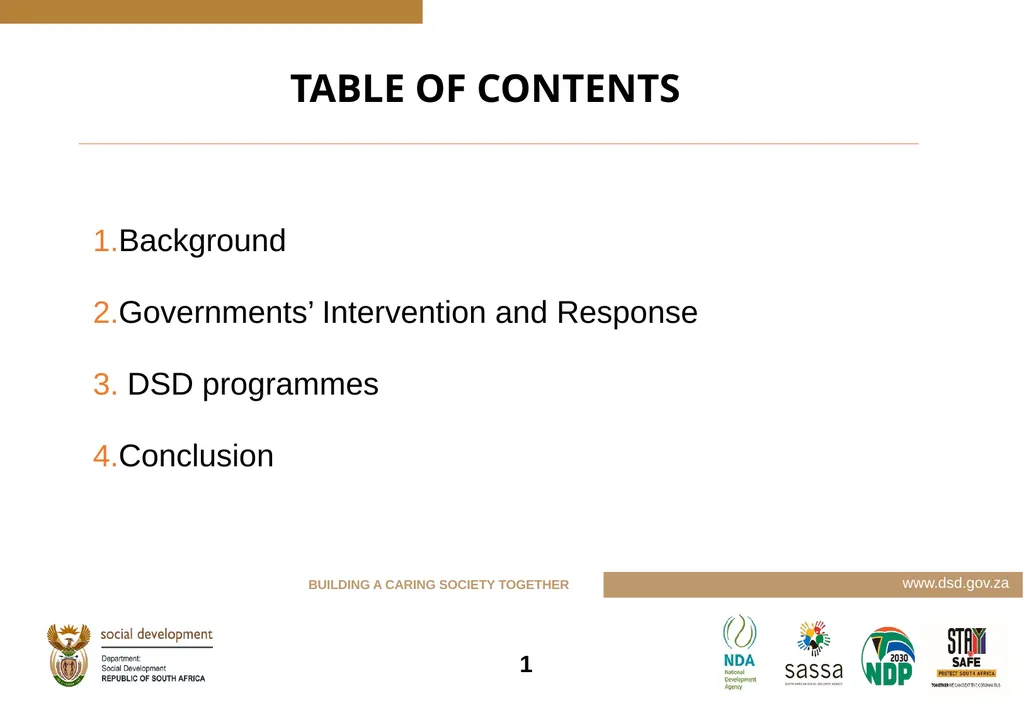 DEPARTMENT OF SOCICLA DEVELOPMENT PROGRAMMES - slide 2 of 9