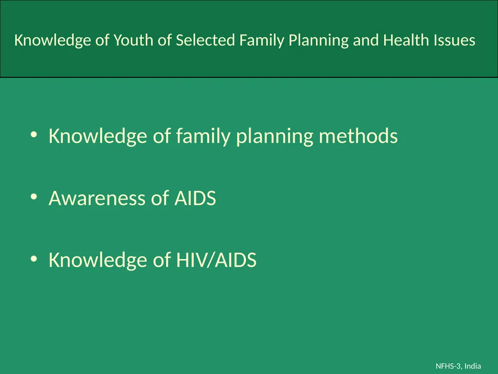 Profile of Youth in India NFHS-3, India Analysis - slide 16 of 44