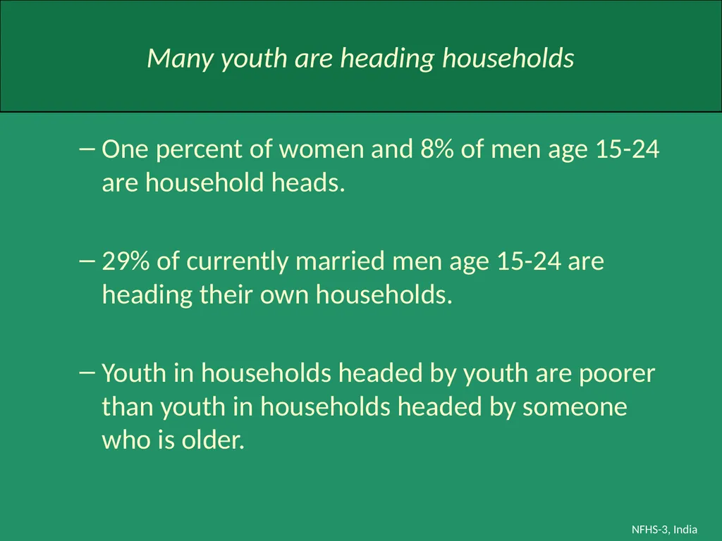 Profile of Youth in India NFHS-3, India Analysis - slide 15 of 44