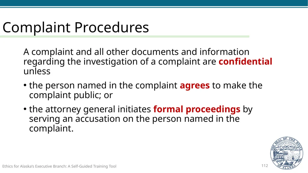 Ethics for Alaska’s Executive Branch A Self-Guided - slide 112 of 128