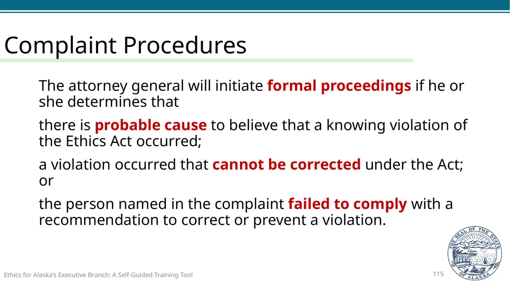 Ethics for Alaska’s Executive Branch A Self-Guided - slide 115 of 128