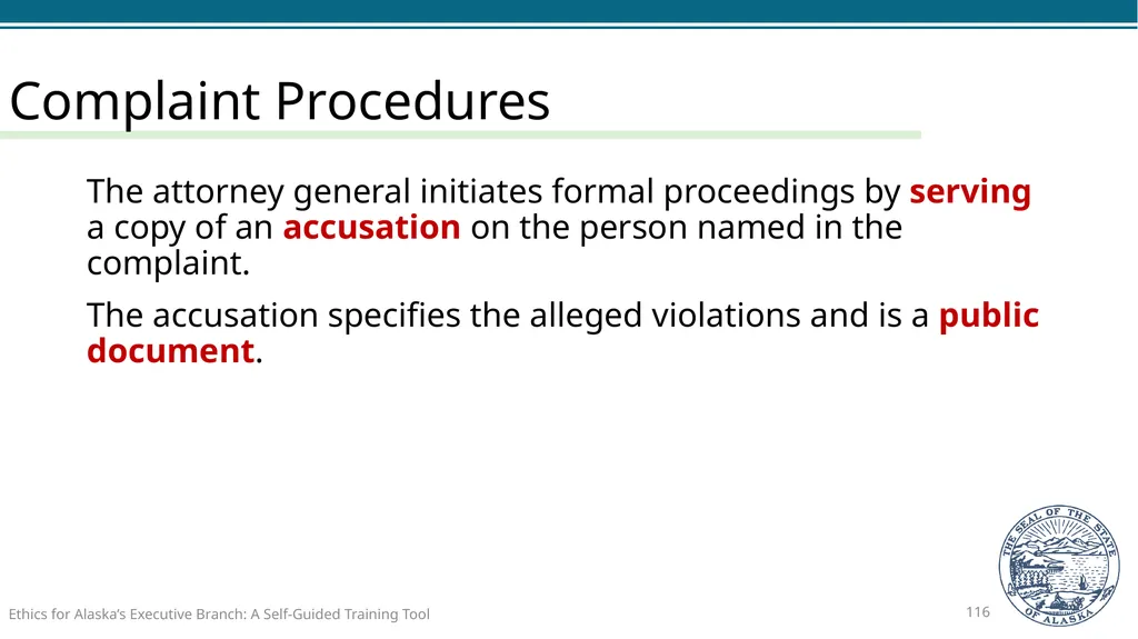 Ethics for Alaska’s Executive Branch A Self-Guided - slide 116 of 128