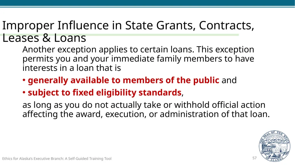 Ethics for Alaska’s Executive Branch A Self-Guided - slide 57 of 128