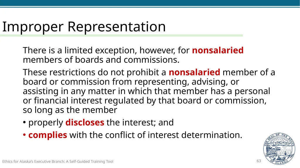 Ethics for Alaska’s Executive Branch A Self-Guided - slide 63 of 128