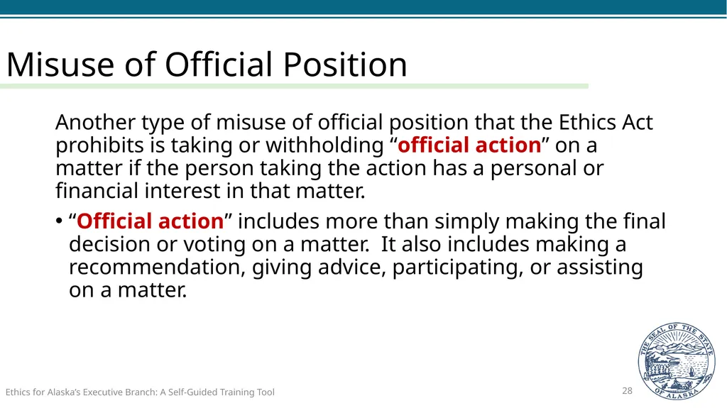 Ethics for Alaska’s Executive Branch A Self-Guided - slide 28 of 128