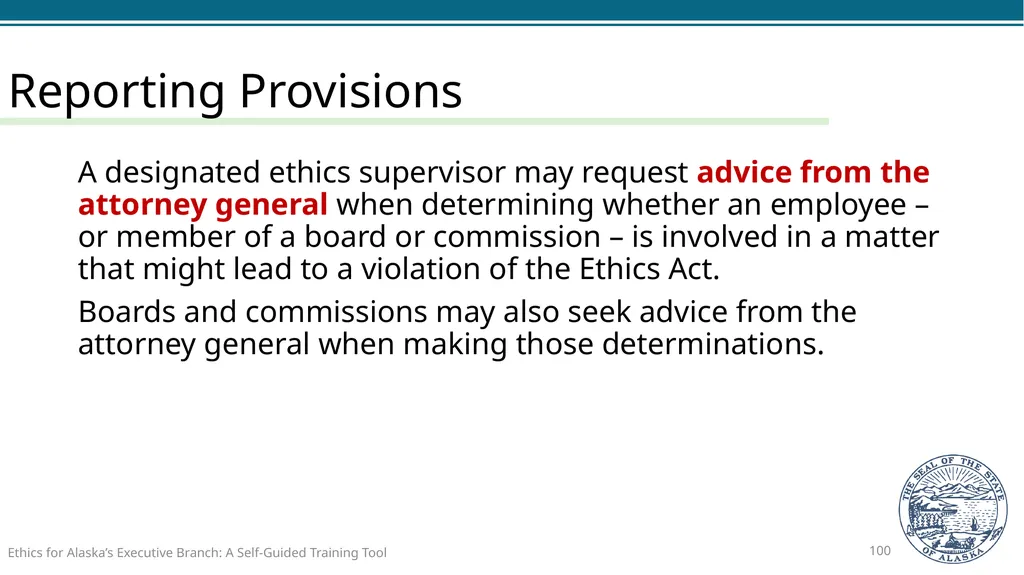 Ethics for Alaska’s Executive Branch A Self-Guided - slide 100 of 128