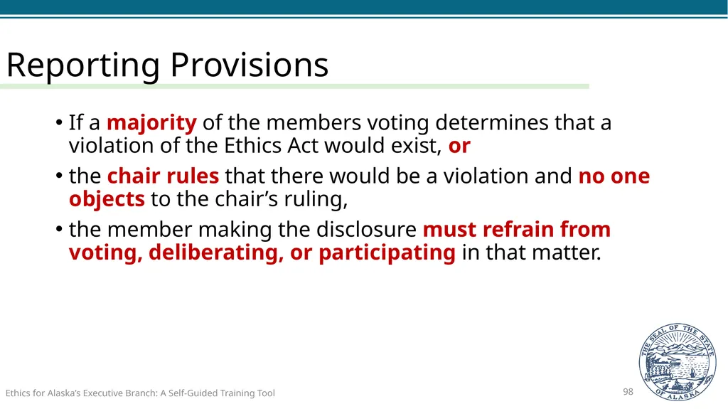 Ethics for Alaska’s Executive Branch A Self-Guided - slide 98 of 128