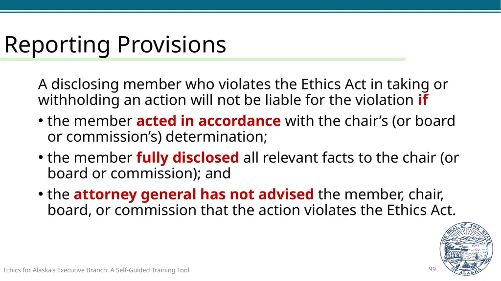 Ethics for Alaska’s Executive Branch A Self-Guided - slide 99 of 128