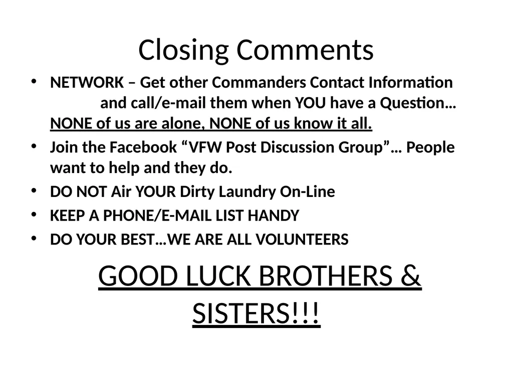 Post/District Commander Florida VFW Officer - slide 27 of 32